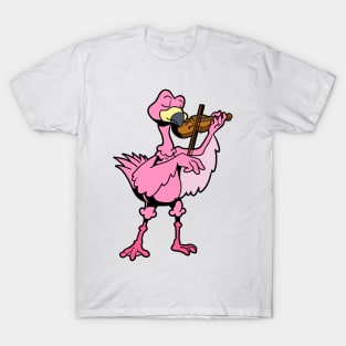 Cartoon flamingo playing the violin T-Shirt